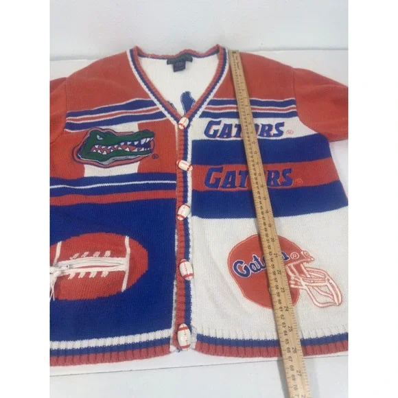 Vintage Florida Gators Mens Cardigan Sweater Orange Blue Football Large Academia